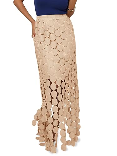 Women's Hollow Out Maxi Skirts | Summer Boho Fringe Hem Long Skirt, High Waist Circle Skirt, Casual Dressy, Beach Vacation